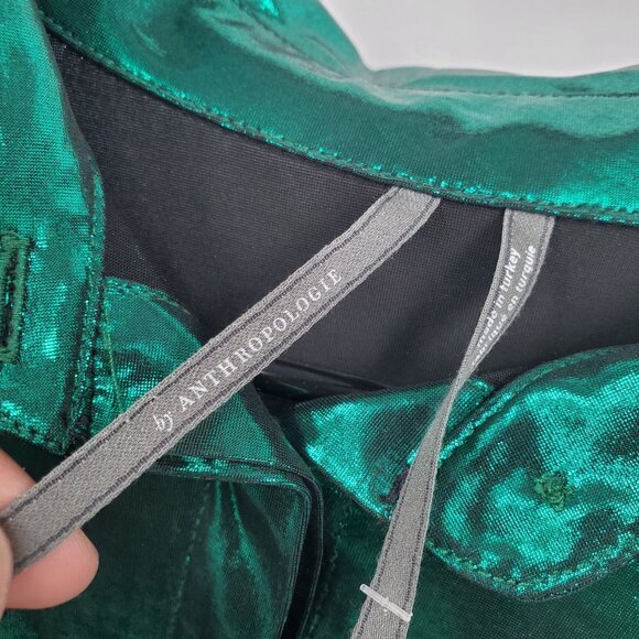 Anthropologie The Gillian Liquid Shine Button Down Shirt Women Size XL NWT - Picture 7 of 16